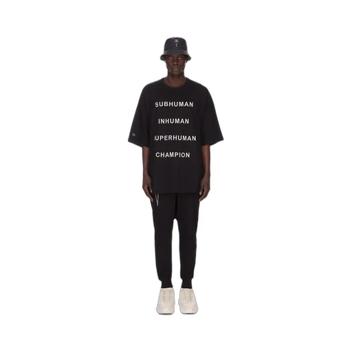 Champion X Rick Owens Prisoner Drawstring In Black Cotton Jersey