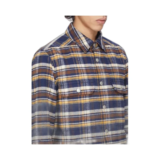 Drkshdw Concordians Cropped Outershirt In Gasoline Plaid Cotton Plaid
