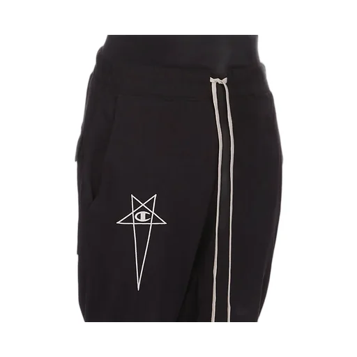 Champion X Rick Owens Prisoner Drawstring In Black Cotton Jersey
