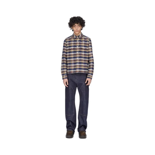 Drkshdw Concordians Cropped Outershirt In Gasoline Plaid Cotton Plaid