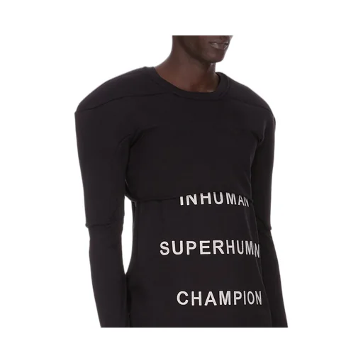 Champion X Rick Owens Girdered Cropped Harness In Black Cotton Jersey