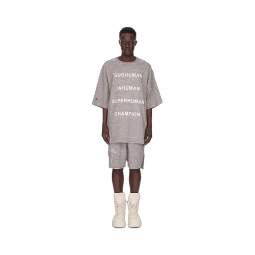 Champion X Rick Owens Beveled Pods In Grey Melange Melange Felpa Jersey