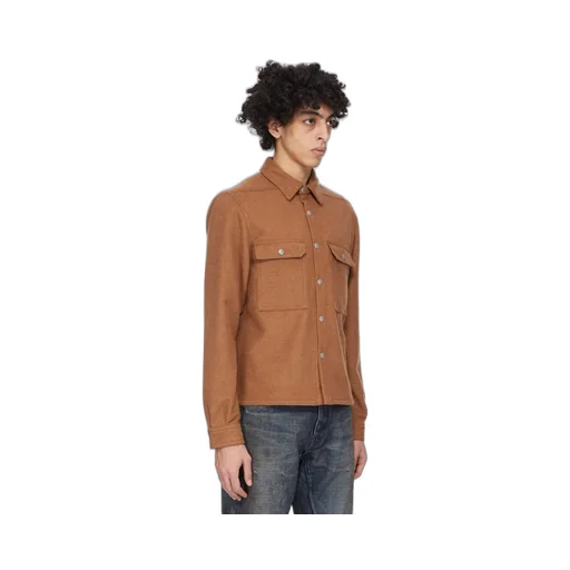 Drkshdw Concordians Cropped Outershirt In Rust Brushed Cotton
