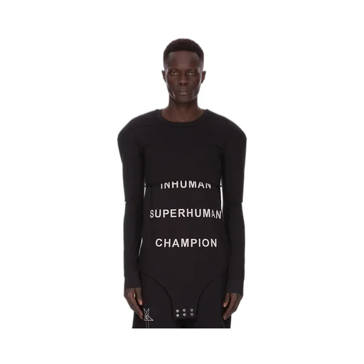 Champion X Rick Owens Girdered Cropped Harness In Black Cotton Jersey
