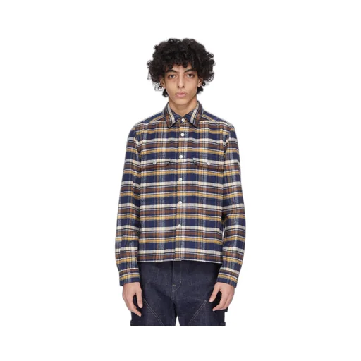 Drkshdw Concordians Cropped Outershirt In Gasoline Plaid Cotton Plaid
