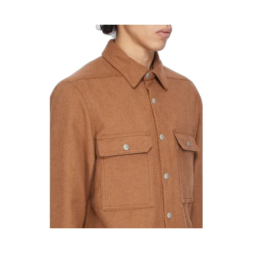 Drkshdw Concordians Cropped Outershirt In Rust Brushed Cotton
