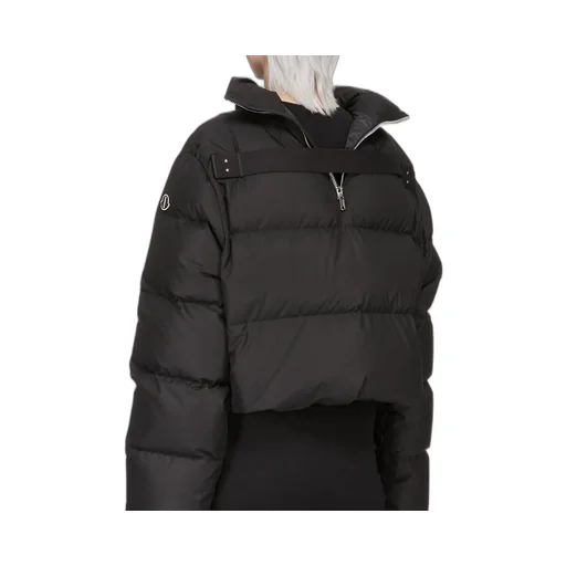 Moncler + Rick Owens Cropped Cyclopic Jacket In Black Recycled Taffeta