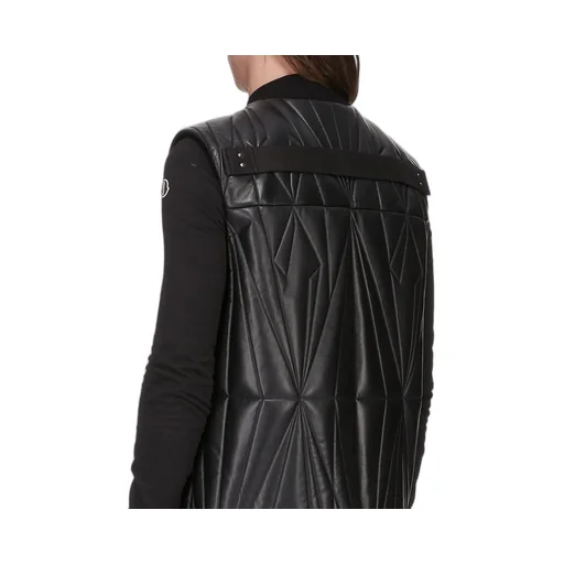 Moncler + Rick Owens Geocamo Flight Vest In Black Nappa Lambskin