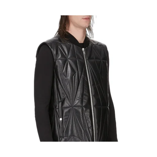 Moncler + Rick Owens Geocamo Flight Vest In Black Nappa Lambskin