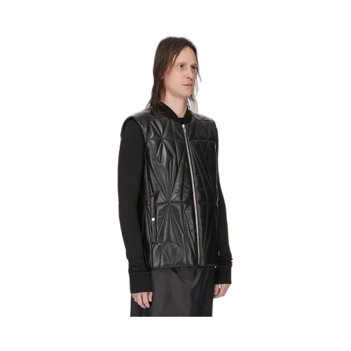 Moncler + Rick Owens Geocamo Flight Vest In Black Nappa Lambskin