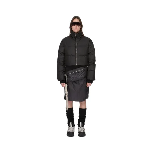 Moncler + Rick Owens Cropped Cyclopic Jacket In Black Recycled Taffeta