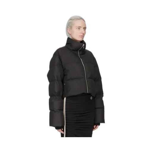 Moncler + Rick Owens Cropped Cyclopic Jacket In Black Recycled Taffeta