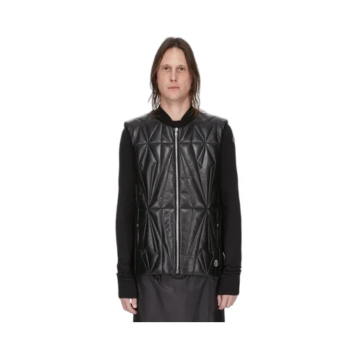 Moncler + Rick Owens Geocamo Flight Vest In Black Nappa Lambskin