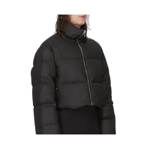 Moncler + Rick Owens Cropped Cyclopic Jacket In Black Recycled Taffeta