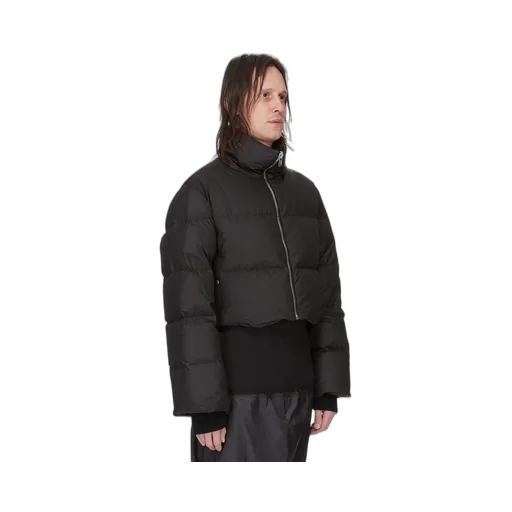 Moncler + Rick Owens Cropped Cyclopic Jacket In Black Recycled Taffeta