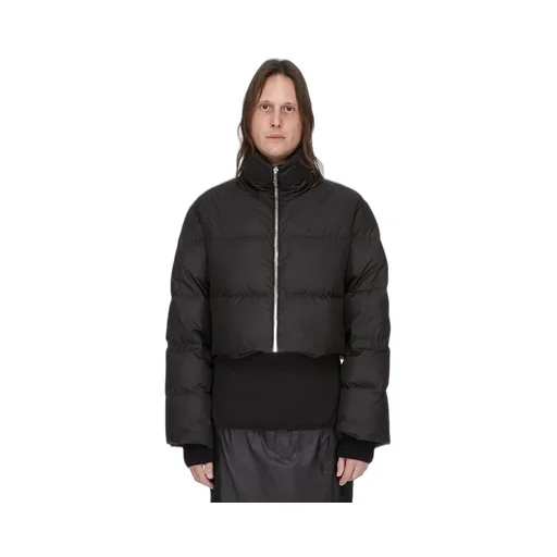 Moncler + Rick Owens Cropped Cyclopic Jacket In Black Recycled Taffeta