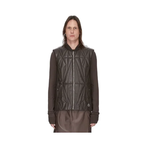 Moncler + Rick Owens Geocamo Flight Vest In Dark Dust Nappa Lambskin
