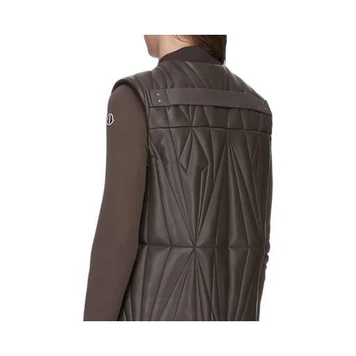 Moncler + Rick Owens Geocamo Flight Vest In Dark Dust Nappa Lambskin
