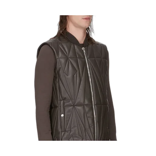 Moncler + Rick Owens Geocamo Flight Vest In Dark Dust Nappa Lambskin