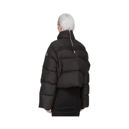 Moncler + Rick Owens Cropped Cyclopic Jacket In Black Recycled Taffeta