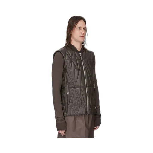 Moncler + Rick Owens Geocamo Flight Vest In Dark Dust Nappa Lambskin