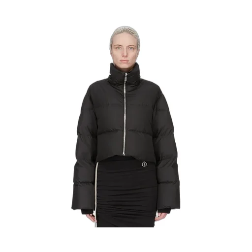 Moncler + Rick Owens Cropped Cyclopic Jacket In Black Recycled Taffeta