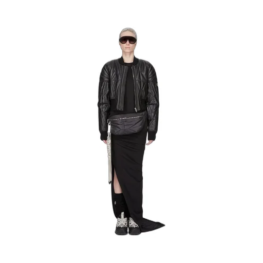 Moncler + Rick Owens Geocamo Cropped Jacket In Black Nappa Lambskin Leather