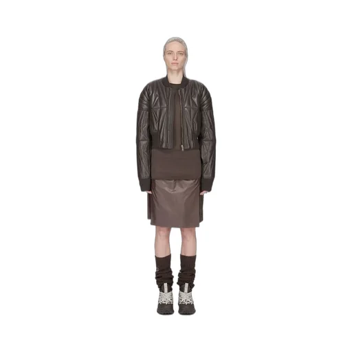 Moncler + Rick Owens Geocamo Cropped Jacket In Dark Dust Nappa Lambskin Leather