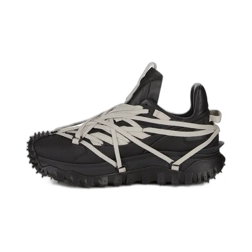 Moncler + Rick Owens Trailgrip Megalace® In Black Mediumweight Full Grain Calf Leather