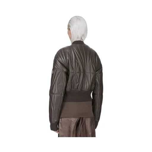 Moncler + Rick Owens Geocamo Cropped Jacket In Dark Dust Nappa Lambskin Leather
