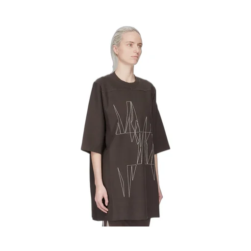 Moncler + Rick Owens Jumbo Ss T In Dark Dust Heavy Cotton Jersey
