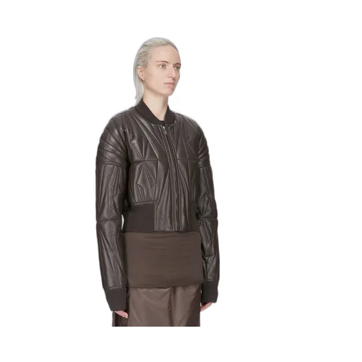 Moncler + Rick Owens Geocamo Cropped Jacket In Dark Dust Nappa Lambskin Leather