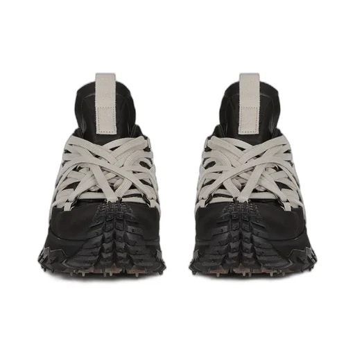 Moncler + Rick Owens Trailgrip Megalace® In Black Mediumweight Full Grain Calf Leather