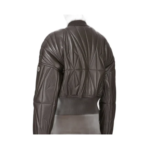 Moncler + Rick Owens Geocamo Cropped Jacket In Dark Dust Nappa Lambskin Leather