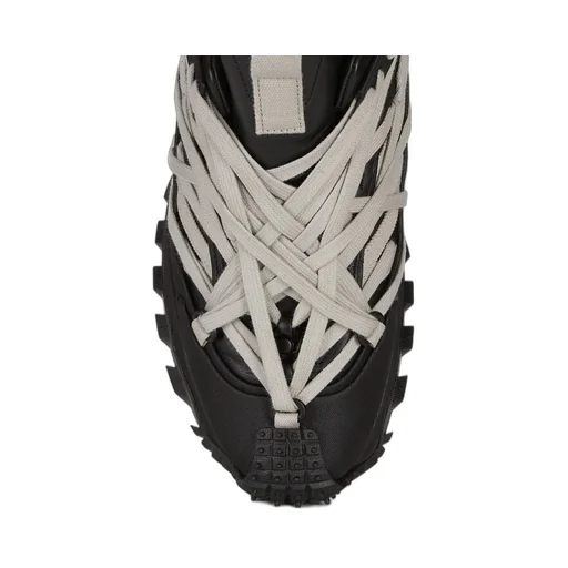 Moncler + Rick Owens Trailgrip Megalace® In Black Mediumweight Full Grain Calf Leather