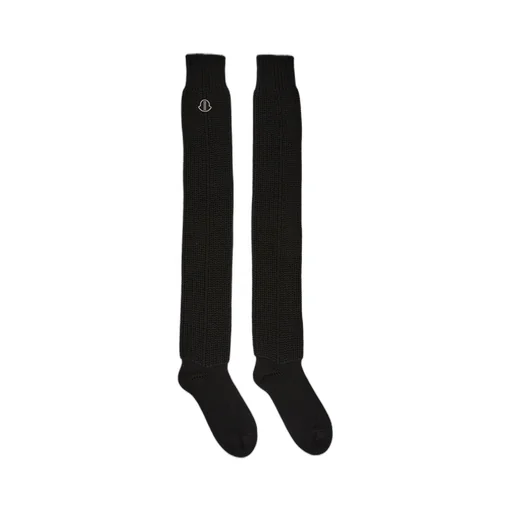 Moncler + Rick Owens Hiking Socks In Black Mediumweight Ribbed Cotton