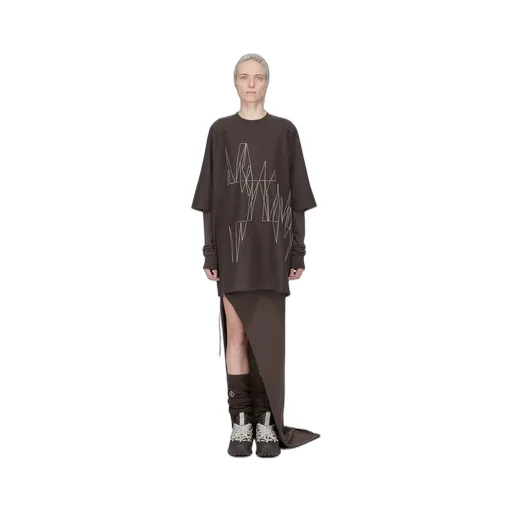 Moncler + Rick Owens Jumbo Ss T In Dark Dust Heavy Cotton Jersey