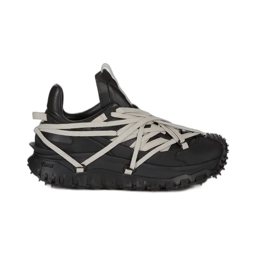 Moncler + Rick Owens Trailgrip Megalace® In Black Mediumweight Full Grain Calf Leather