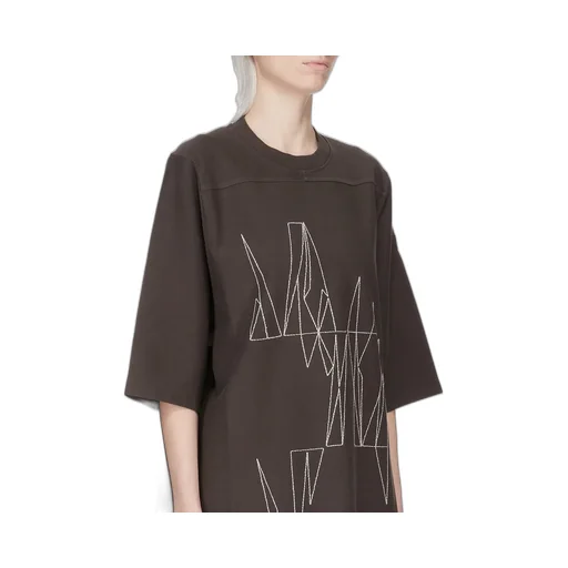 Moncler + Rick Owens Jumbo Ss T In Dark Dust Heavy Cotton Jersey
