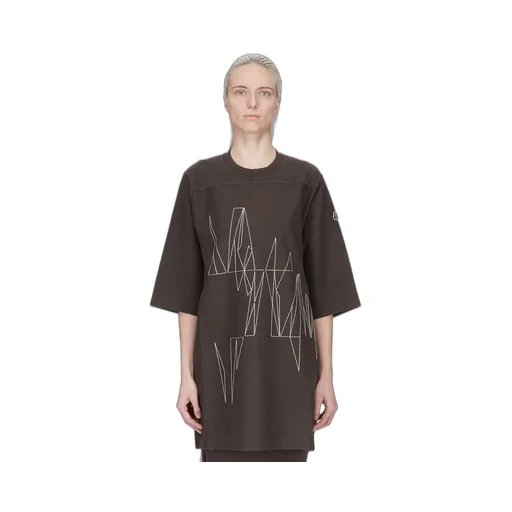 Moncler + Rick Owens Jumbo Ss T In Dark Dust Heavy Cotton Jersey