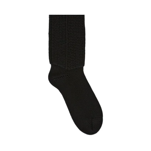Moncler + Rick Owens Hiking Socks In Black Mediumweight Ribbed Cotton