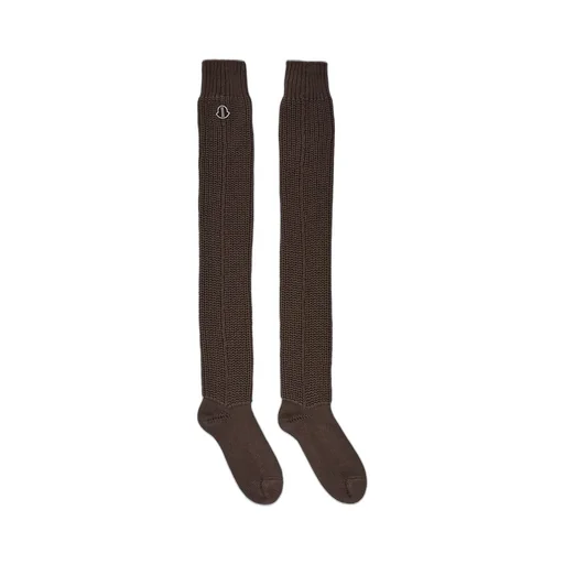 Moncler + Rick Owens Hiking Socks In Dark Dust Mediumweight Ribbed Cotton