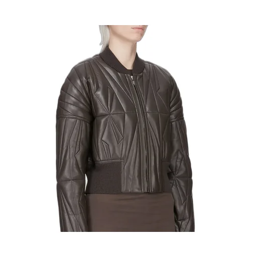 Moncler + Rick Owens Geocamo Cropped Jacket In Dark Dust Nappa Lambskin Leather