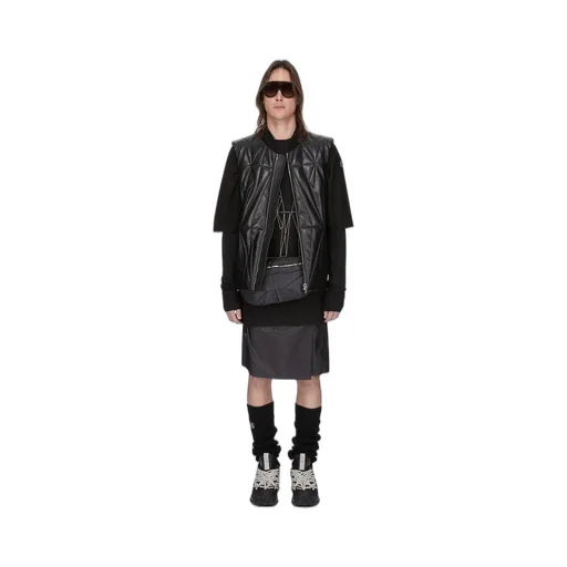 Moncler + Rick Owens Girder Ls T In Black Mediumweight Cotton Jersey