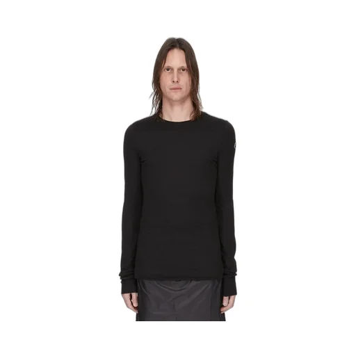 Moncler + Rick Owens Girder Ls T In Black Mediumweight Cotton Jersey