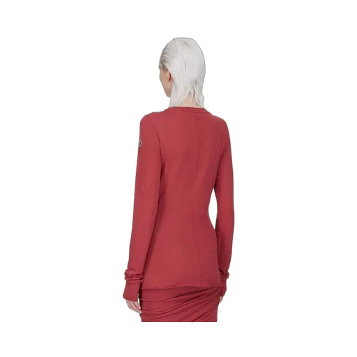 Moncler + Rick Owens Girder Ls T In Carnelian Mediumweight Cotton Jersey