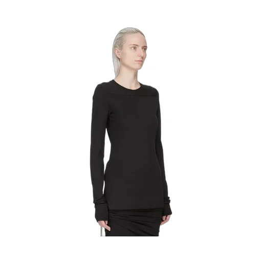 Moncler + Rick Owens Girder Ls T In Black Mediumweight Cotton Jersey