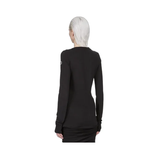Moncler + Rick Owens Girder Ls T In Black Mediumweight Cotton Jersey