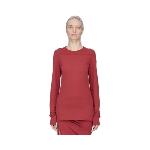 Moncler + Rick Owens Girder Ls T In Carnelian Mediumweight Cotton Jersey