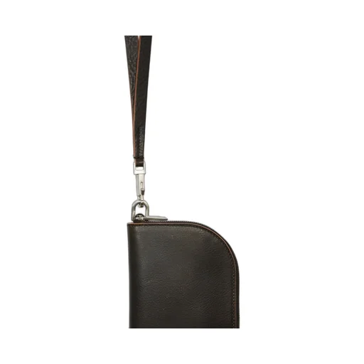 Rick Owens Concordians Neckwallet In Black Groppone Cow Leather